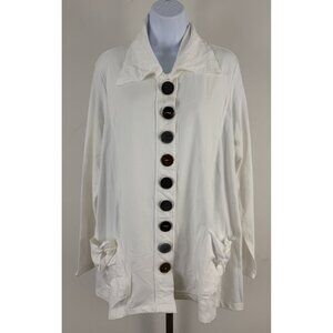 NEON BUDDHA White Cotton Blend Button Front Long Sleeve Top/Shacket Sz L